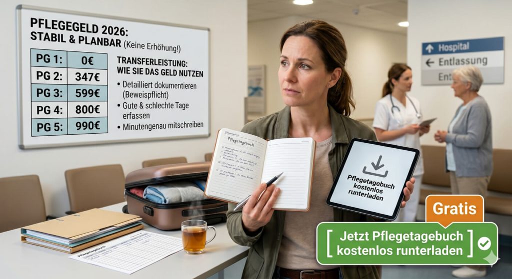 Ausgefülltes Pflegetagebuch